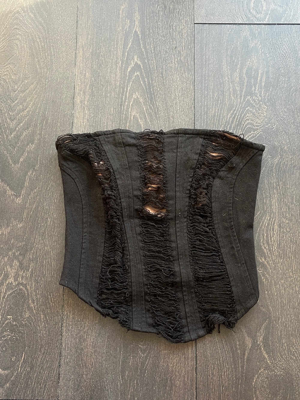 I.AM.GIA Black Distressed Corset Bandeau